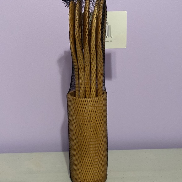 New 100% natural bamboo cooking utensils 5 piece set with utensil holder - Picture 2 of 4